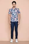 Arihant Rai Sinha_Blue Nylon Print Floral Shirt _Online_at_Aza_Fashions