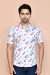 Buy_Arihant Rai Sinha_White Nylon Print Feather Shirt _Online_at_Aza_Fashions