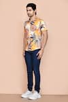 Shop_Arihant Rai Sinha_Yellow Nylon Print Floral Mandala Shirt_Online_at_Aza_Fashions