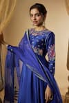 Buy_The Aarya_Blue Pure Chanderi Silk Embroidered Pitta Round Lotus Hand Anarkali Palazzo Set_Online_at_Aza_Fashions