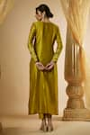 Shop_The Aarya_Green Pure Chanderi Silk Embellished Lace Round Panelled Hand Kurta Set _at_Aza_Fashions