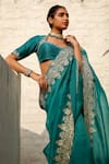 Buy_RoohbyRidhimaa_Green Organza And Viscose Raw Silk Nawazish Saree With Unstitched Blouse Piece_Online_at_Aza_Fashions