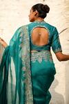 RoohbyRidhimaa_Green Organza And Viscose Raw Silk Nawazish Saree With Unstitched Blouse Piece_at_Aza_Fashions