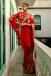 Buy_RoohbyRidhimaa_Red Organza And Viscose Raw Silk Razaa Saree With Unstitched Blouse Piece _at_Aza_Fashions