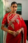 Buy_RoohbyRidhimaa_Red Organza And Viscose Raw Silk Razaa Saree With Unstitched Blouse Piece _Online_at_Aza_Fashions