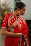 Shop_RoohbyRidhimaa_Red Organza And Viscose Raw Silk Razaa Saree With Unstitched Blouse Piece _Online_at_Aza_Fashions