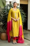 Buy_RoohbyRidhimaa_Yellow Viscose Raw And Chanderi Rukmani Butti Kurta Pant Set _at_Aza_Fashions