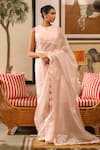 Buy_RoohbyRidhimaa_Pink Silk Organza Placement Sufiyaan Saree With Unstitched Blouse Piece_at_Aza_Fashions