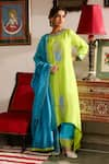 RoohbyRidhimaa_Green Viscose Raw Silk Embroidered Zari Aarya Asymmetric Kurta Salwar Set _Online_at_Aza_Fashions