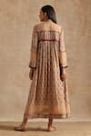 Shop_SAMVRIH_Beige Muslin (60% Viscose Digital Printed Floral Round Dress _at_Aza_Fashions