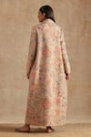 Shop_SAMVRIH_Beige Muslin (60% Viscose Digital Printed Floral Dress Round Jacket With _at_Aza_Fashions