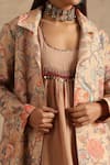 Buy_SAMVRIH_Beige Muslin (60% Viscose Digital Printed Floral Dress Round Jacket With 