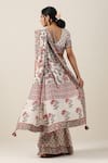 Shop_SAMVRIH_White 70% Cotton Digital Shwet Suman And Saree With Blouse _at_Aza_Fashions