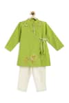 Tiber Taber Green Cotton Embroidery Lion Kurta And Pyjama Set Online at Aza Fashions Tiber Taber_Green Cotton Embroidery Lion Kurta And Pyjama Set _Online_at_Aza_Fashions