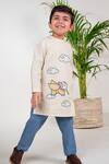 Buy_Tiber Taber_Cream 100% Cotton Embroidery Mystic Elephant Kurta With Pyjama _at_Aza_Fashions