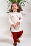 Buy_Tiber Taber_Cream 100% Cotton Embroidery Lion Mighty Kurta With Pyjama _at_Aza_Fashions