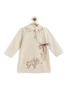 Buy_Tiber Taber_Cream 100% Cotton Embroidery Lion Mighty Kurta With Pyjama  _Online_at_Aza_Fashions