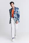 Buy_S&N by Shantnu Nikhil_Blue Denim Printed Abstract Blazer _at_Aza_Fashions