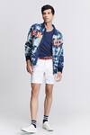 Buy S&N By Shantnu Nikhil Blue Denim Embroidery, Patchwork Abstract Print Varsity Jacket at Aza Fashions Buy_S&N By Shantnu Nikhil_Blue Denim Embroidery, Patchwork Abstract Print Varsity Jacket_at_Aza_Fashions