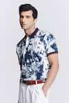 Buy_S&N by Shantnu Nikhil_Blue Supima Printed Abstract T Shirt _Online_at_Aza_Fashions