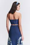 Shop_S&N by Shantnu Nikhil_Blue Denim, Lycra Embroidery Round Neck Abstract Print Corset Top _at_Aza_Fashions