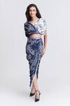 Buy_S&N By Shantnu Nikhil_Blue Polyester Stripe Print Draped Skirt _at_Aza_Fashions