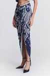 Buy_S&N By Shantnu Nikhil_Blue Polyester Stripe Print Draped Skirt _Online_at_Aza_Fashions