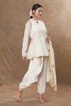 SHRADDHA RAMBHIA_Ivory Banarasi Silk Embroidery Marodi Diamond Kurta And Dhoti Pant Set _at_Aza_Fashions