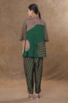 Shop_SHRADDHA RAMBHIA_Green Slub Silk Printed Floral Stripe Collar Shirt And Pant Set _at_Aza_Fashions