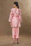 Shop_SHRADDHA RAMBHIA_Pink Slub Silk Printed Floral Round Kurta And Harem Pant Set _at_Aza_Fashions