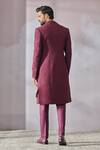 Shop_Tarun Tahiliani_Wine Suiting Fabric Embroidered Silk Thread Tonal Sherwani Set _Online_at_Aza_Fashions