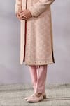 Tarun Tahiliani_Pink Georgette Embroidered Chikankari Sherwani Kurta Set _Online_at_Aza_Fashions