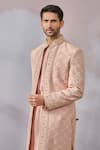 Buy_Tarun Tahiliani_Pink Georgette Embroidered Chikankari Sherwani Kurta Set _Online_at_Aza_Fashions