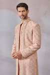 Shop_Tarun Tahiliani_Pink Georgette Embroidered Chikankari Sherwani Kurta Set _Online_at_Aza_Fashions