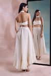 Shop_Shwetanga_Ivory Organic Cotton Halter Tie-up Scalloped Blouse And Frilled Hem Pant Set _at_Aza_Fashions