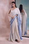 Buy_Shwetanga_Ivory Organic Cotton Mesh Off Draped Slit Skirt Corset Blouse Set _at_Aza_Fashions