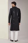 Shop_Kasbah x AZA_Black Silk Embroidered Thread Stripe Sherwani _at_Aza_Fashions