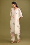 Shop_Trendy tokari_White Silk Chanderi Printed And Embroidered Leaf Floral A-line & Pant Set _Online_at_Aza_Fashions