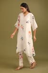 Buy_Trendy tokari_White Silk Chanderi Printed And Embroidered Leaf Floral A-line & Pant Set 