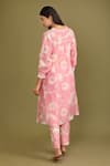 Shop_Trendy tokari_Pink Silk Chanderi Printed And Embroidered Bloom & Bead Work & Pant Set_at_Aza_Fashions