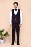 Buy_Arihant Rai Sinha_Wine Waistcoat Embroidery Thread Leaf Placement Suit Set 