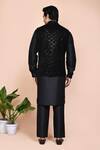 Shop_Arihant Rai Sinha_Black Velvet, Silk, Polyester Sequins, Brooches Embroidered Bundi Set _at_Aza_Fashions