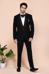 Buy_Arihant Rai Sinha_Black Blended Suiting Fabric Embroidered Cut Dana Blazer Pant Set _at_Aza_Fashions