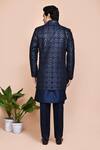 Shop_Arihant Rai Sinha_Blue Jacquard, Silk Brooches, Embroidery Mughal Thread Jacket Kurta Set _at_Aza_Fashions