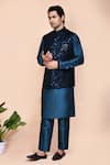 Buy_Arihant Rai Sinha_Blue Bundi Velvet Embroidered Sequin And Thread Work & Set _at_Aza_Fashions