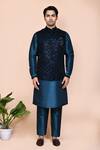 Shop_Arihant Rai Sinha_Blue Bundi Velvet Embroidered Sequin And Thread Work & Set _Online_at_Aza_Fashions