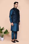 Arihant Rai Sinha_Blue Bundi Velvet Embroidered Sequin And Thread Work & Set _at_Aza_Fashions