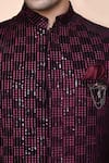 Arihant Rai Sinha_Wine Velvet, , Organza Brooches, Embroidery, Sequins Bundi Set _at_Aza_Fashions