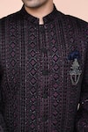 Buy_Arihant Rai Sinha_Purple Sherwani Velvet Embroidery Thread Geometric Set 