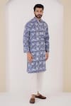 Nero India_Blue Pure Cotton Hand Block Printed Floral Kurta _Online_at_Aza_Fashions